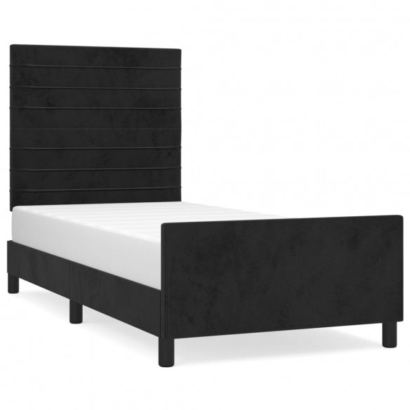 Cadre de lit avec tête de lit Noir 100x200 cm Velours
