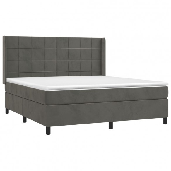 Cadre de lit matelas et LED Gris foncé 160x200 cm