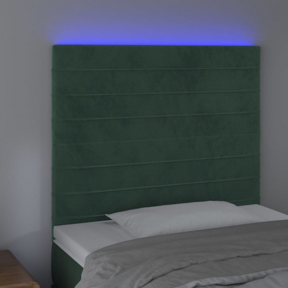 Tête de lit à LED Vert foncé 80x5x118/128 cm Velours