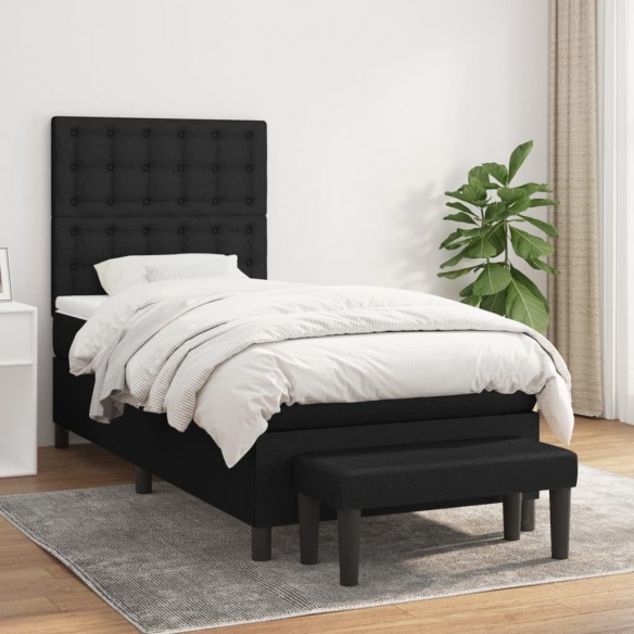 Cadre de lit avec matelas Noir 100x200 cm Tissu