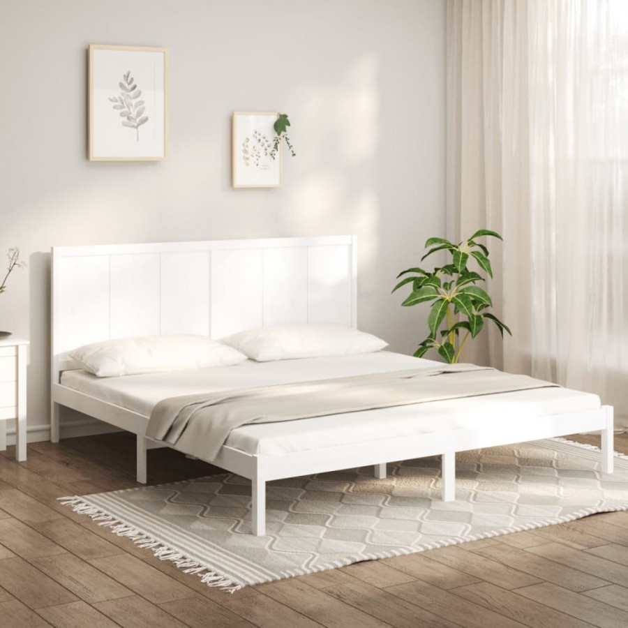 Cadre de lit Blanc Bois de pin massif 180x200 cm Super King