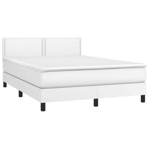 Cadre de lit avec matelas Blanc 140x200cm Similicuir