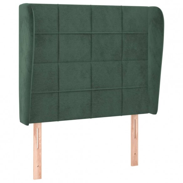 Tête de lit avec oreilles Vert foncé 83x23x118/128 cm Velours