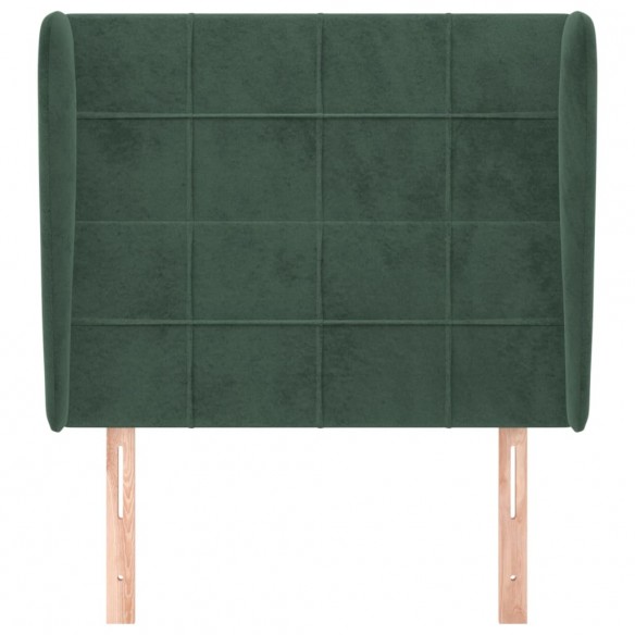 Tête de lit avec oreilles Vert foncé 83x23x118/128 cm Velours