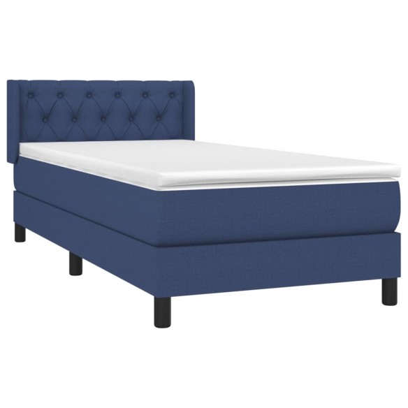 Cadre de lit avec matelas Bleu 80x200 cm Tissu