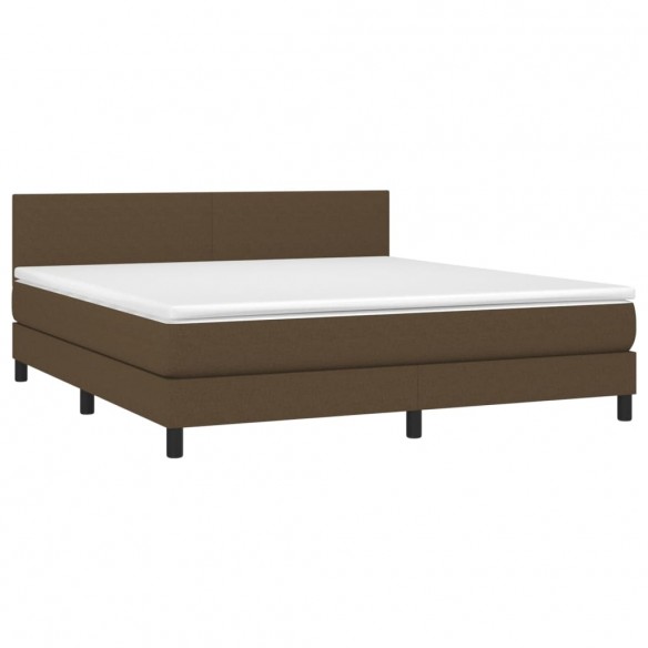 Cadre de lit matelas et LED Marron foncé 180x200cm