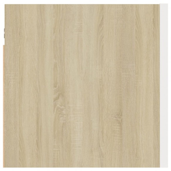 Table de chevet Blanc et chêne sonoma 30,5x30x30 cm Aggloméré