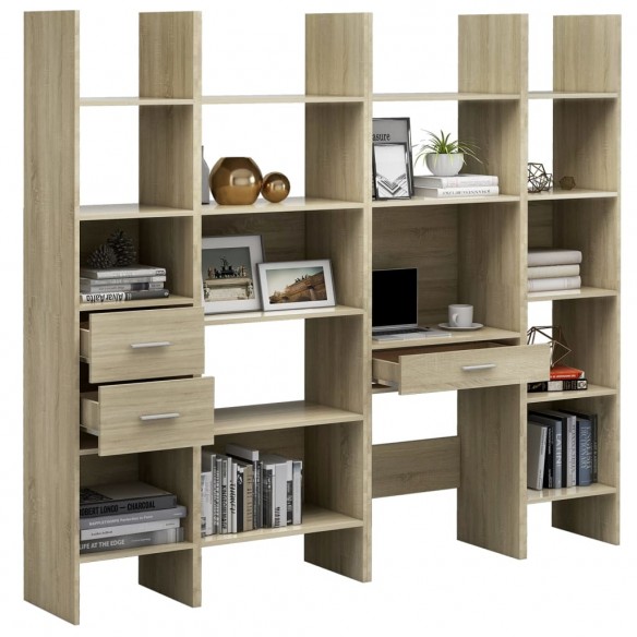 Ensemble de bibliothèque 4 pcs Chêne sonoma Aggloméré