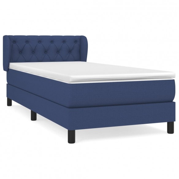 Cadre de lit avec matelas Bleu 80x200 cm Tissu