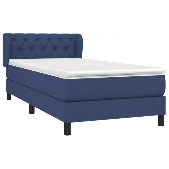 Cadre de lit avec matelas Bleu 80x200 cm Tissu