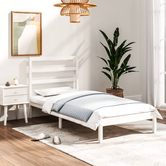 Cadre de lit Blanc Bois massif 90x190 cm Simple