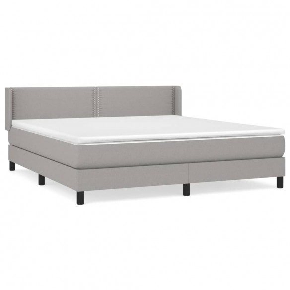 Sommier à lattes de lit avec matelas Gris clair 160x200cm Tissu