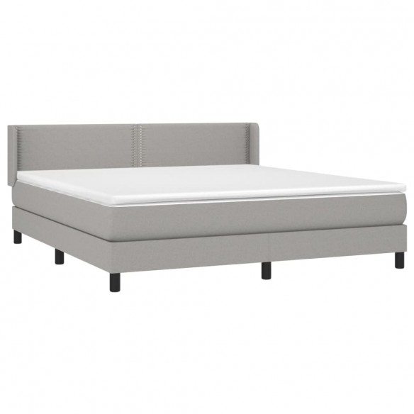 Sommier à lattes de lit avec matelas Gris clair 160x200cm Tissu