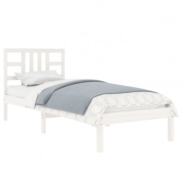 Cadre de lit Blanc Bois massif 90x190 cm Simple