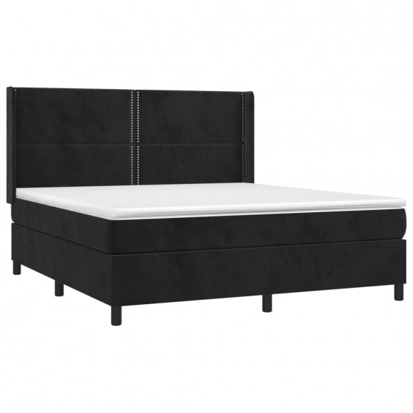 Sommier à lattes de lit matelas et LED Noir 160x200 cm Velours