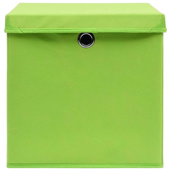 Boîtes de rangement avec couvercles 10 pcs 28x28x28 cm Vert