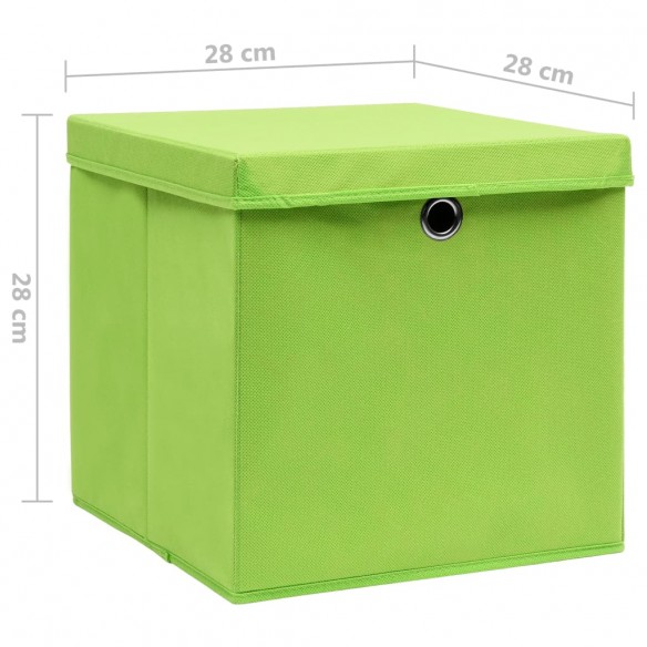 Boîtes de rangement avec couvercles 10 pcs 28x28x28 cm Vert