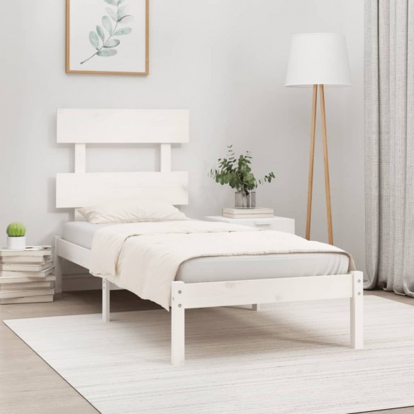 Cadre de lit Blanc Bois massif 90x190 cm Simple