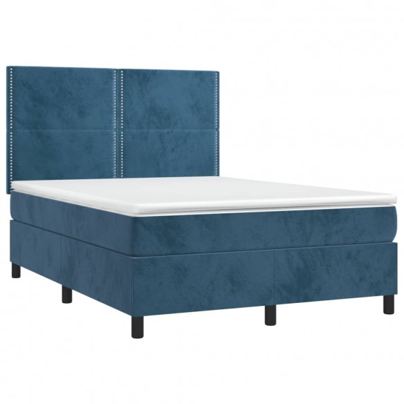 Cadre de lit matelas et LED Bleu foncé 140x200 cm