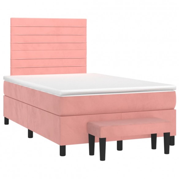 Cadre de lit avec matelas Rose 120x200 cm Velours