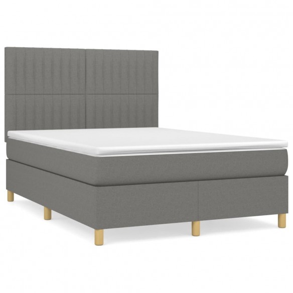 Cadre de lit avec matelas Gris foncé 140x190cm Tissu