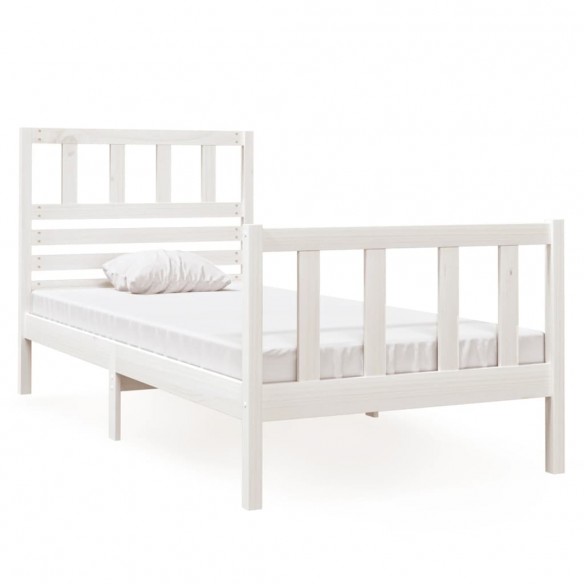 Cadre de lit Blanc Bois massif 75x190 cm Petit simple