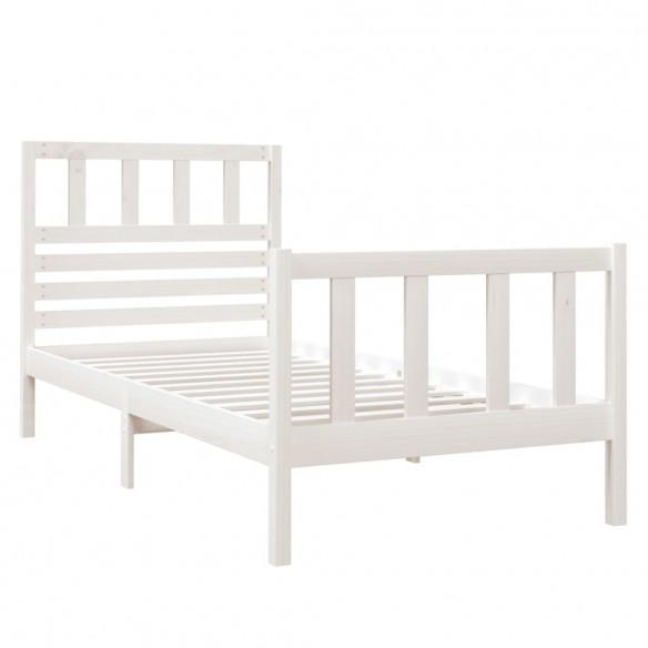 Cadre de lit Blanc Bois massif 75x190 cm Petit simple