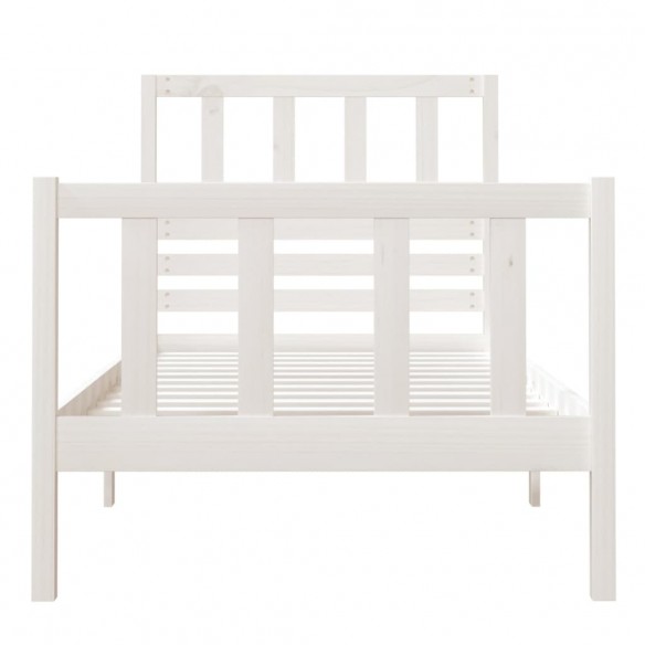 Cadre de lit Blanc Bois massif 75x190 cm Petit simple