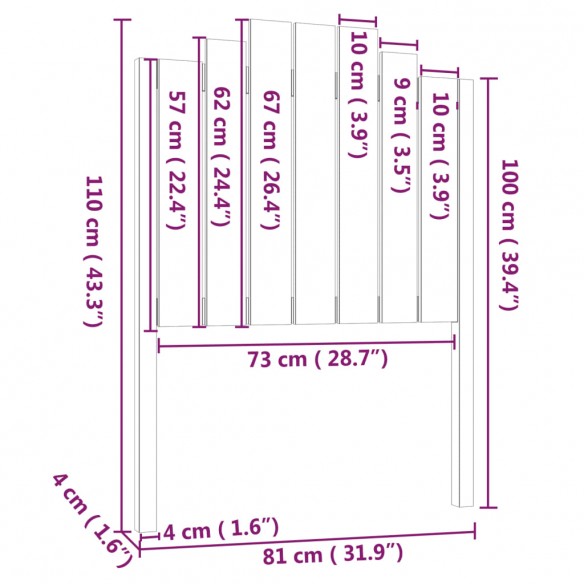 Tête de lit 81x4x110 cm Bois massif de pin