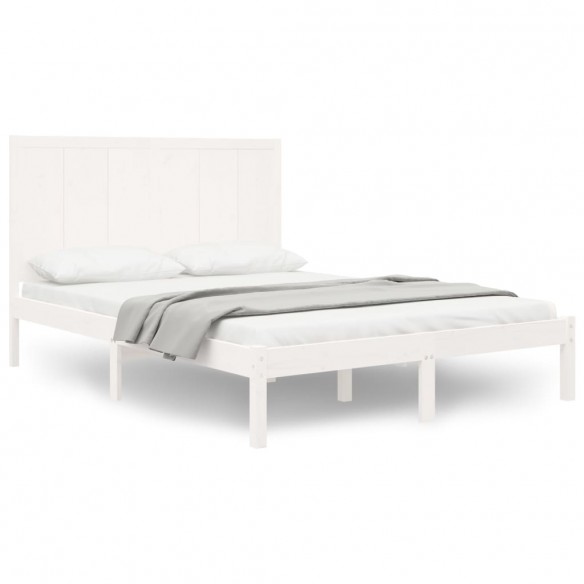 Cadre de lit Blanc Bois de pin massif 135x190 cm Double