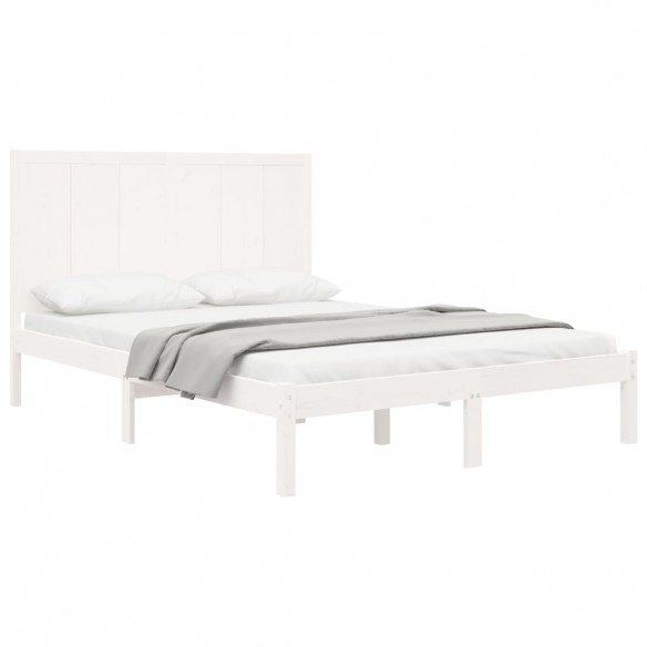 Cadre de lit Blanc Bois de pin massif 135x190 cm Double