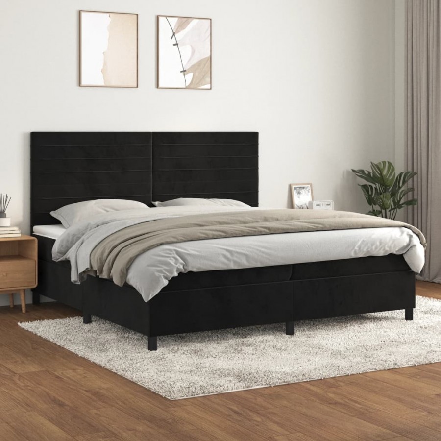 Cadre de lit et matelas Noir 200x200 cm Velours