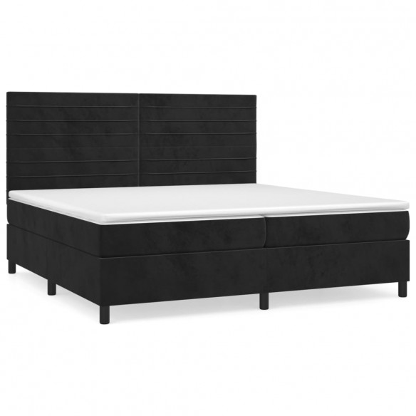 Cadre de lit et matelas Noir 200x200 cm Velours