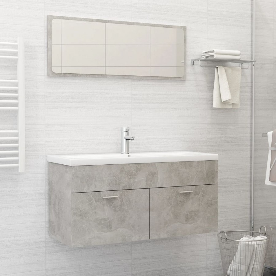 Ensemble de meubles de salle de bain 2 pcs Gris béton Aggloméré