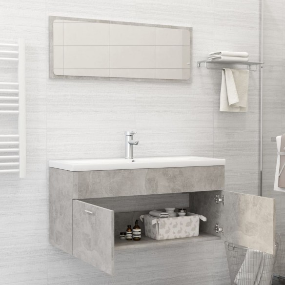 Ensemble de meubles de salle de bain 2 pcs Gris béton Aggloméré