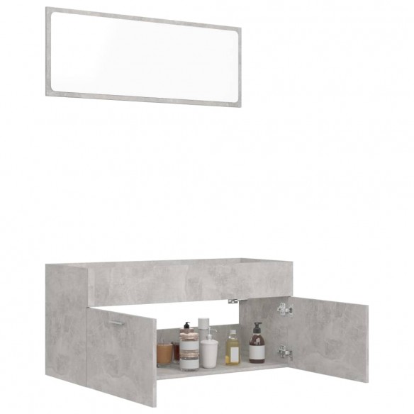 Ensemble de meubles de salle de bain 2 pcs Gris béton Aggloméré