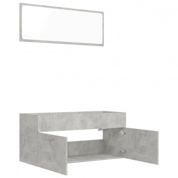 Ensemble de meubles de salle de bain 2 pcs Gris béton Aggloméré