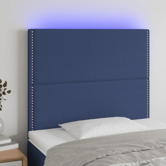 Tête de lit à LED Bleu 90x5x118/128 cm Tissu