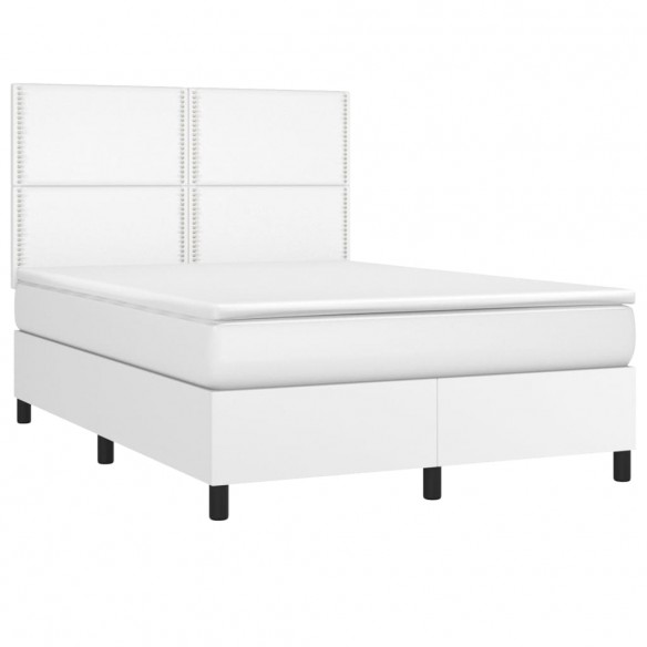 Sommier à lattes de lit avec matelas et LED Blanc 140x190 cm
