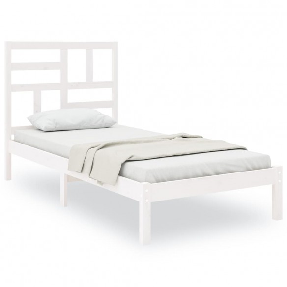 Cadre de lit Blanc Bois massif 75x190 cm Petit simple