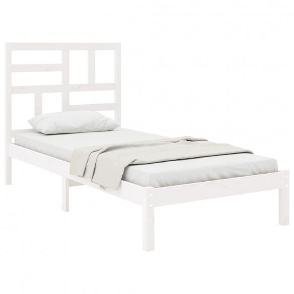 Cadre de lit Blanc Bois massif 75x190 cm Petit simple