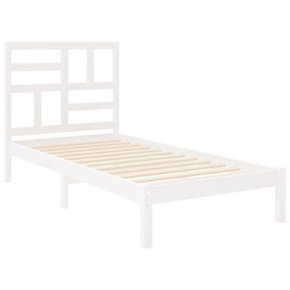 Cadre de lit Blanc Bois massif 75x190 cm Petit simple