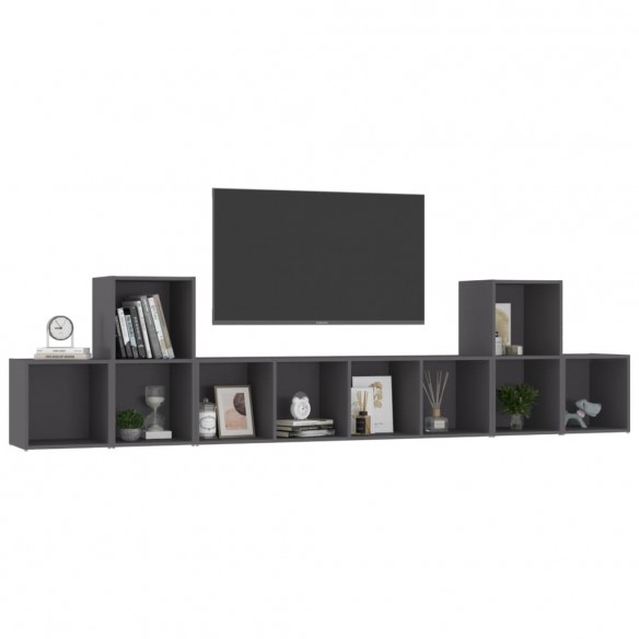 Ensemble de meubles TV 5 pcs Gris Aggloméré