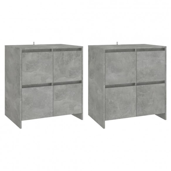 Buffets 2 pcs Gris béton 70x41x75 cm Aggloméré