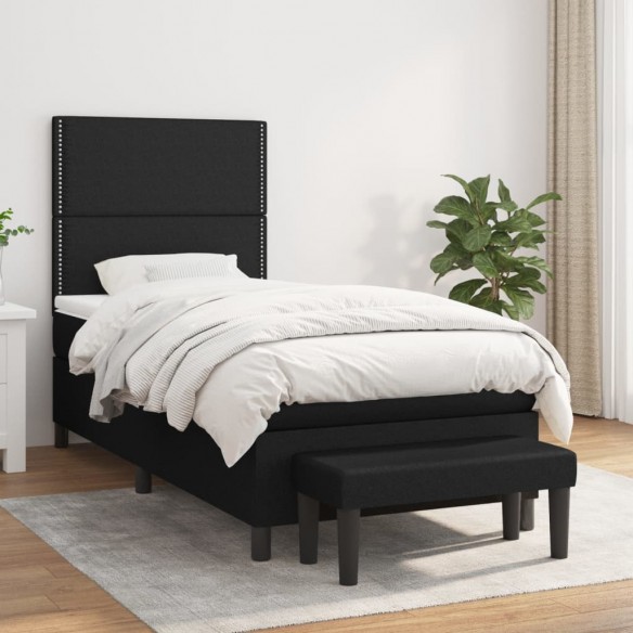 Cadre de lit avec matelas Noir 100x200 cm Tissu