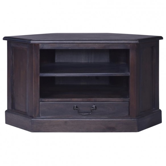 Meuble TV d'angle Noir clair 80x40x49 cm Bois massif d'acajou