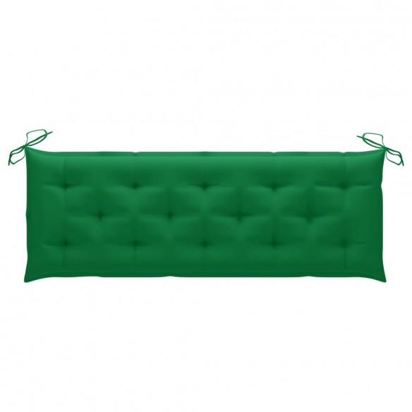 Banc Batavia avec coussin vert 150 cm Bois de teck massif