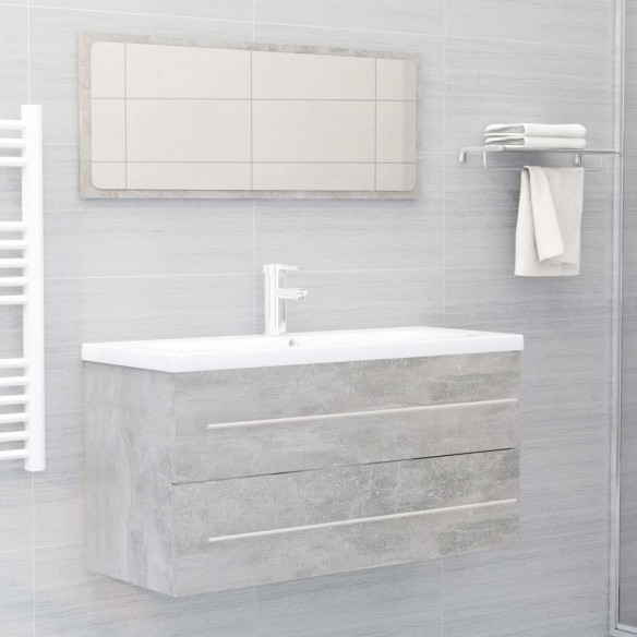 Ensemble de meubles de salle de bain 2 pcs Gris béton Aggloméré