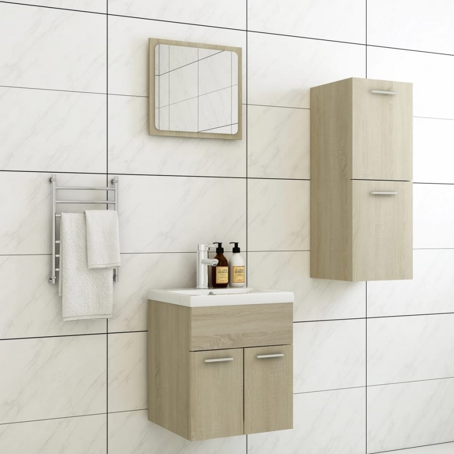 Ensemble de meubles de salle de bain Chêne sonoma Aggloméré