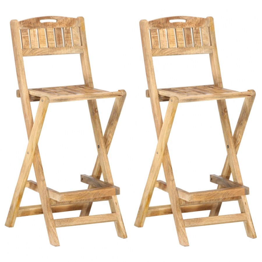 Chaises de bar de jardin pliables 2 pcs Bois de manguier solide